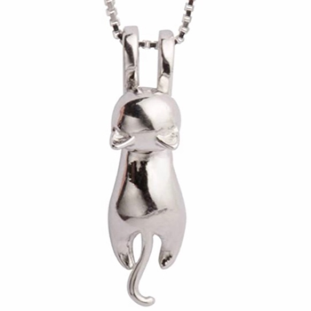 Sterling Silver Cat Necklace Cat Pendant Necklace